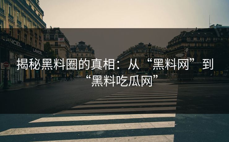 揭秘黑料圈的真相：从“黑料网”到“黑料吃瓜网”
