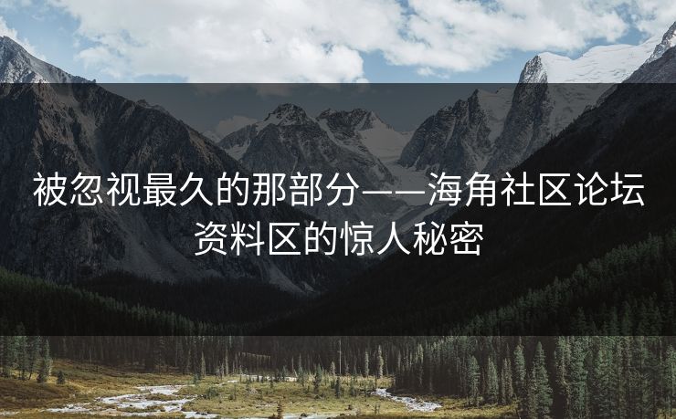 被忽视最久的那部分——海角社区论坛资料区的惊人秘密