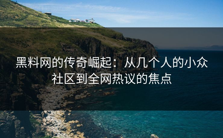 黑料网的传奇崛起：从几个人的小众社区到全网热议的焦点