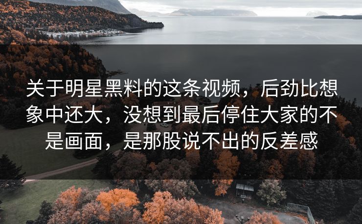 关于明星黑料的这条视频，后劲比想象中还大，没想到最后停住大家的不是画面，是那股说不出的反差感