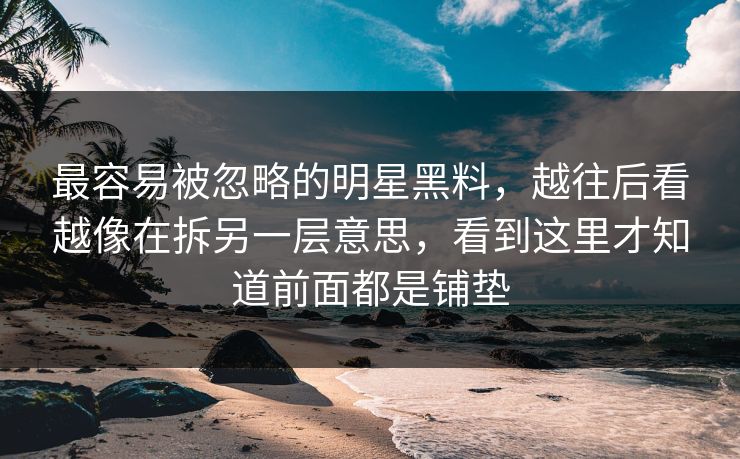 最容易被忽略的明星黑料，越往后看越像在拆另一层意思，看到这里才知道前面都是铺垫
