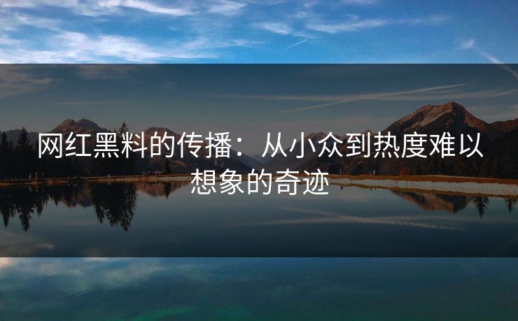 网红黑料的传播：从小众到热度难以想象的奇迹