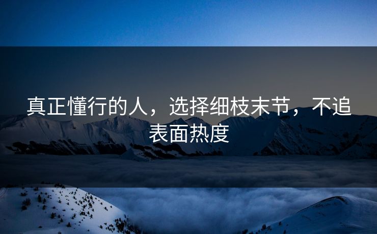 真正懂行的人，选择细枝末节，不追表面热度