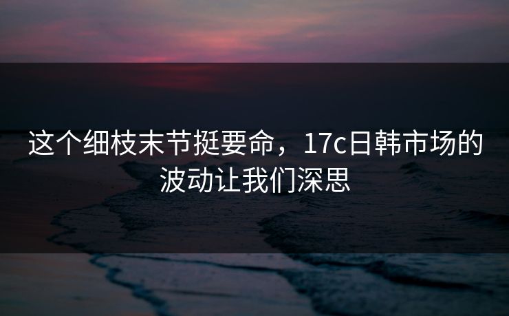 这个细枝末节挺要命，17c日韩市场的波动让我们深思