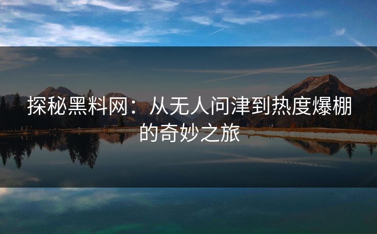 探秘黑料网：从无人问津到热度爆棚的奇妙之旅