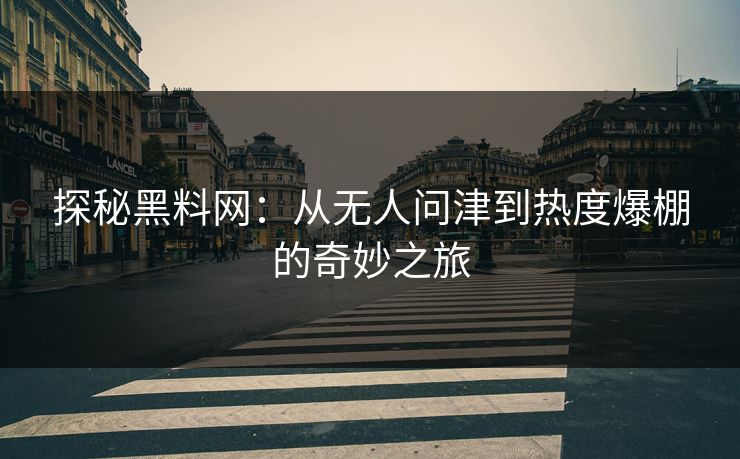 探秘黑料网：从无人问津到热度爆棚的奇妙之旅
