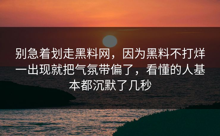 别急着划走黑料网，因为黑料不打烊一出现就把气氛带偏了，看懂的人基本都沉默了几秒
