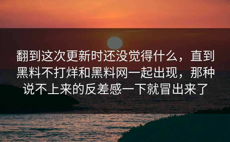 翻到这次更新时还没觉得什么，直到黑料不打烊和黑料网一起出现，那种说不上来的反差感一下就冒出来了