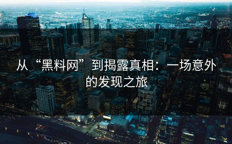 从“黑料网”到揭露真相：一场意外的发现之旅