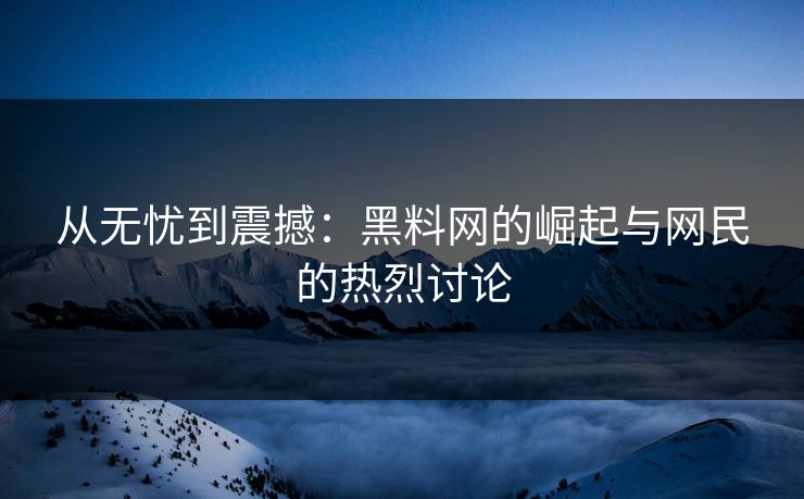 从无忧到震撼：黑料网的崛起与网民的热烈讨论