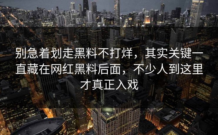 别急着划走黑料不打烊，其实关键一直藏在网红黑料后面，不少人到这里才真正入戏